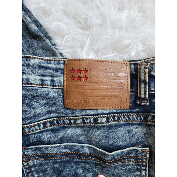 [248] United Denim Men's Size 32/32 Blue Distressed Jeans - Picture 4 of 5